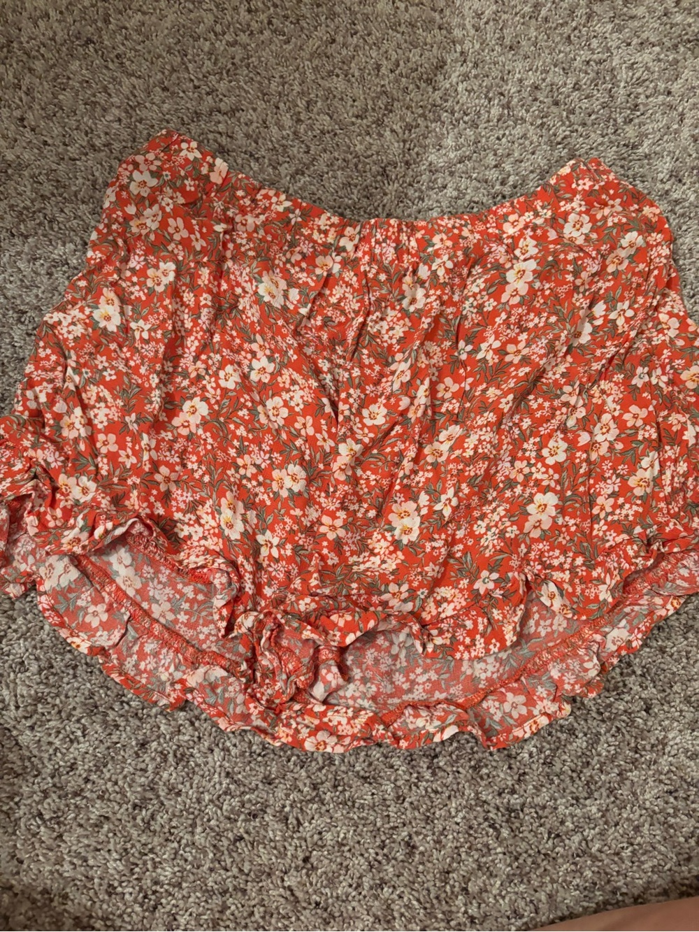 American Eagle Outfitters Coral Floral Ruffle Skort